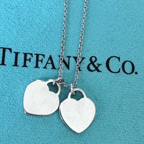 Tiffany & Co. Double Heart Chain Necklace or Choker 16” - Picture 5 of 7